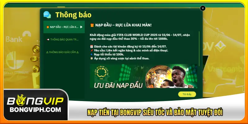 nạp tiền tại Bongvip